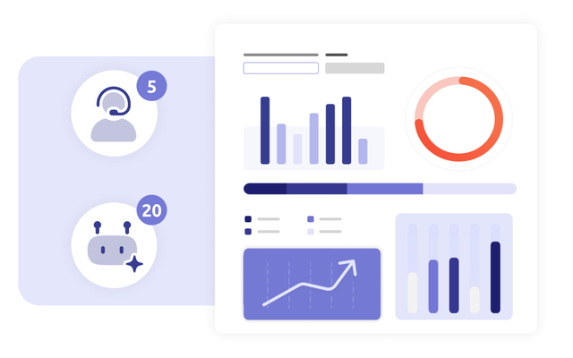 eine infografik die statistiken, kpis und agenten information liefert