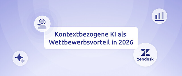 KI Icons und das zendesk logo mit der aufschrift "kontextbezogene ki als wettbewerbsvorteil in 2026"