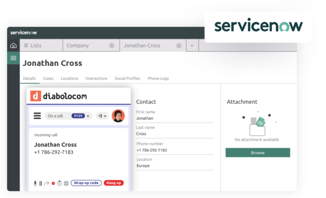 Die ServiceNow-Integration (CTI) von Diabolocom optimiert Ihre Anrufkampagnen.